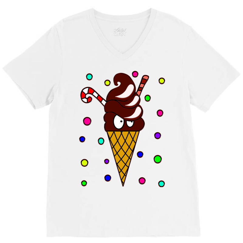 Kawaii Christmas Chocolate Ice Cream Illustration V-neck Tee | Artistshot