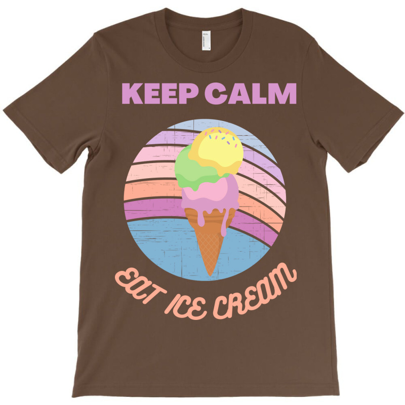 Keep Calm And Eat Ice Cream Yellow 70s T-shirt | Artistshot