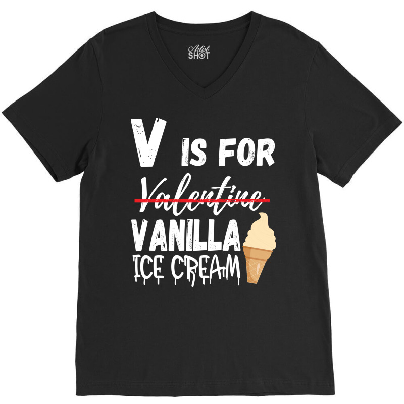 Vanilla Flavor Ice Cream Valentines Day 2023 Gelat V-Neck Tee by hyronnozumaf | Artistshot