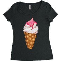 Egg Bubble Waffle Vanilla Ice Cream With Strawberr Women's Triblend Scoop T-shirt | Artistshot