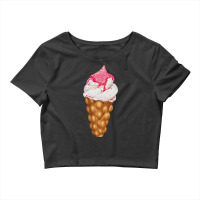 Egg Bubble Waffle Vanilla Ice Cream With Strawberr Crop Top | Artistshot