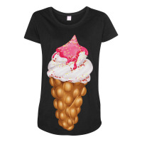 Egg Bubble Waffle Vanilla Ice Cream With Strawberr Maternity Scoop Neck T-shirt | Artistshot