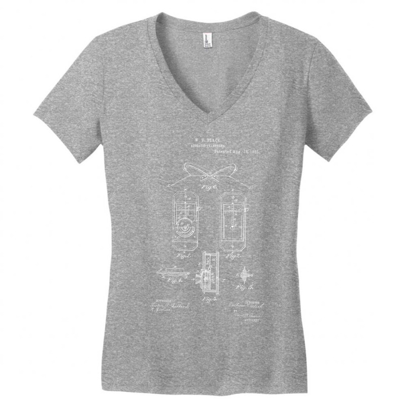 Acoustic Telephone Vintage Patent Hand Drawing Mus Women's V-Neck T-Shirt by lelownzepag | Artistshot