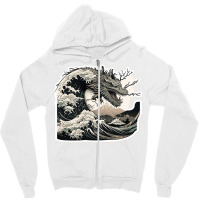 Dragon At Kanagawa Wave Zipper Hoodie | Artistshot