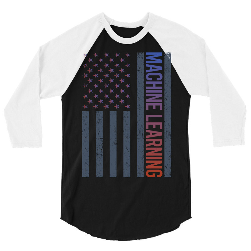 American Flag Machine Learning Nostalgia 3/4 Sleeve Shirt | Artistshot