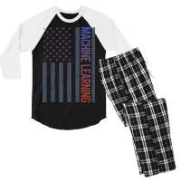 American Flag Machine Learning Nostalgia Men's 3/4 Sleeve Pajama Set | Artistshot