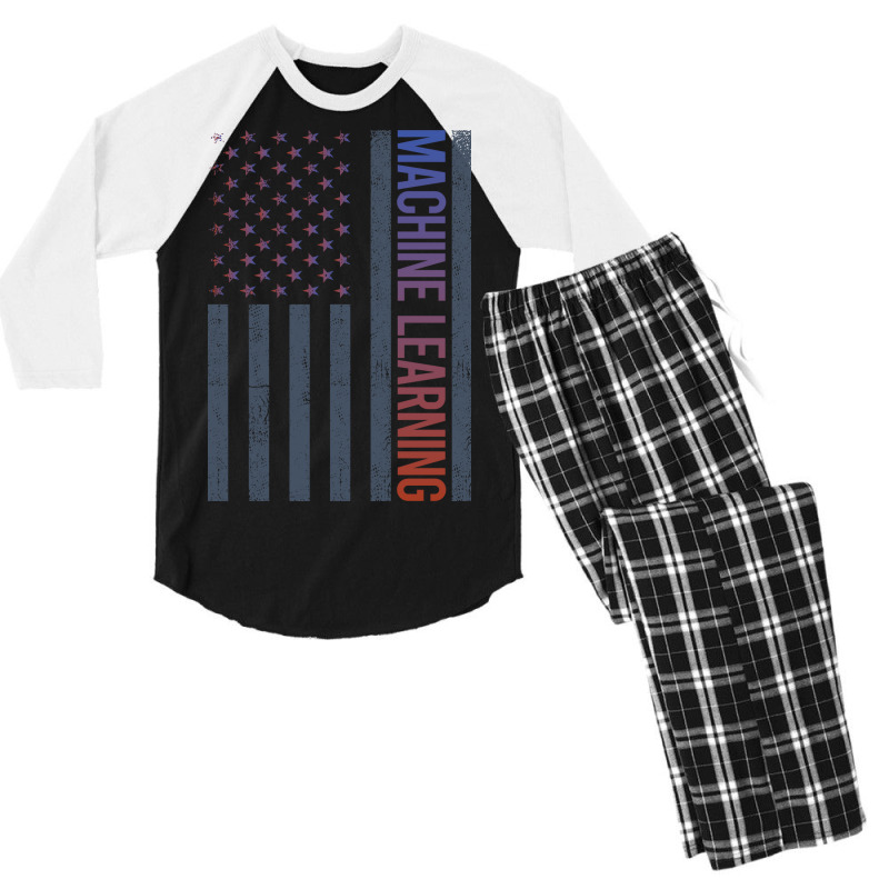 American Flag Machine Learning Nostalgia Men's 3/4 Sleeve Pajama Set | Artistshot