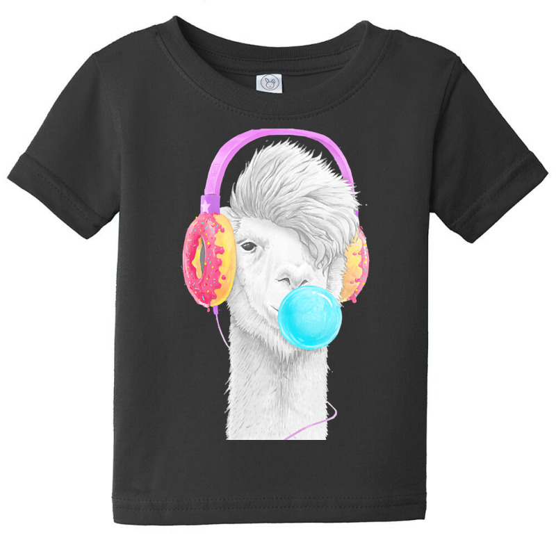 Lamas T  Shirt Lama In The Headphones Of Donuts T  Shirt Baby Tee by claudiamayer807 | Artistshot