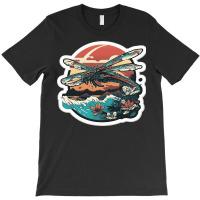 Dragon Fly In Kanagawa Wave T-shirt | Artistshot