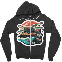 Dragon Fly In Kanagawa Wave Zipper Hoodie | Artistshot