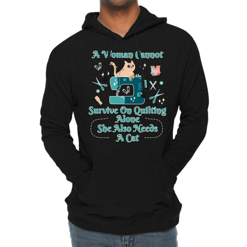 A Woman Cannot Survive On Quilting Alone Hipster Lightweight Hoodie | Artistshot