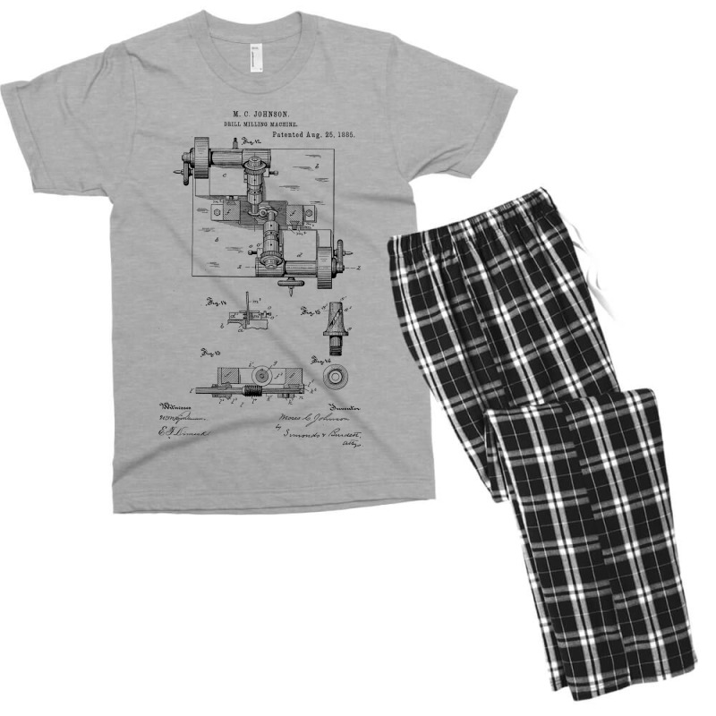 Drill Milling Machine Vintage Patent Hand Drawing Men's T-shirt Pajama Set | Artistshot