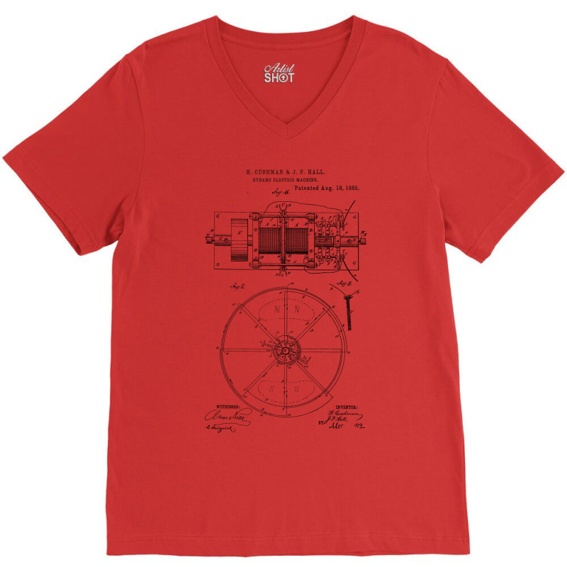 Dynamo Electric Machine Vintage Patent Hand Drawin V-neck Tee | Artistshot