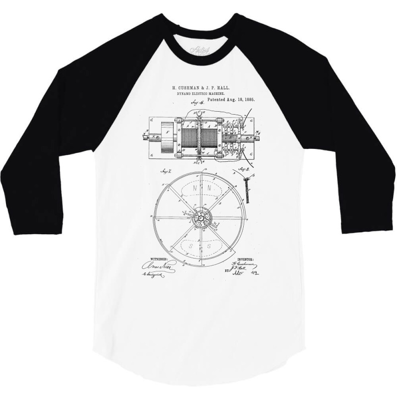 Dynamo Electric Machine Vintage Patent Hand Drawin 3/4 Sleeve Shirt | Artistshot