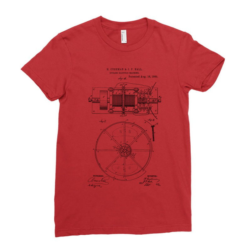 Dynamo Electric Machine Vintage Patent Hand Drawin Ladies Fitted T-Shirt by bojmaalauanr | Artistshot