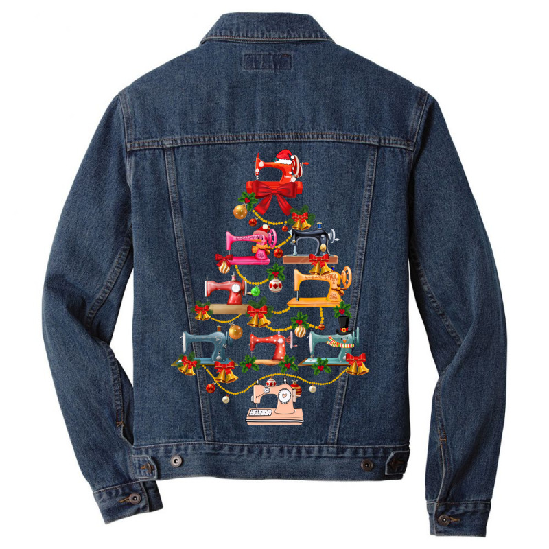 Christmas Tree Of Sewing Machine Funny Men Denim Jacket by defoyalzwic | Artistshot