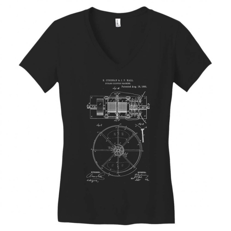 Dynamo Electric Machine Vintage Patent Hand Drawin Women's V-Neck T-Shirt by bojmaalauanr | Artistshot