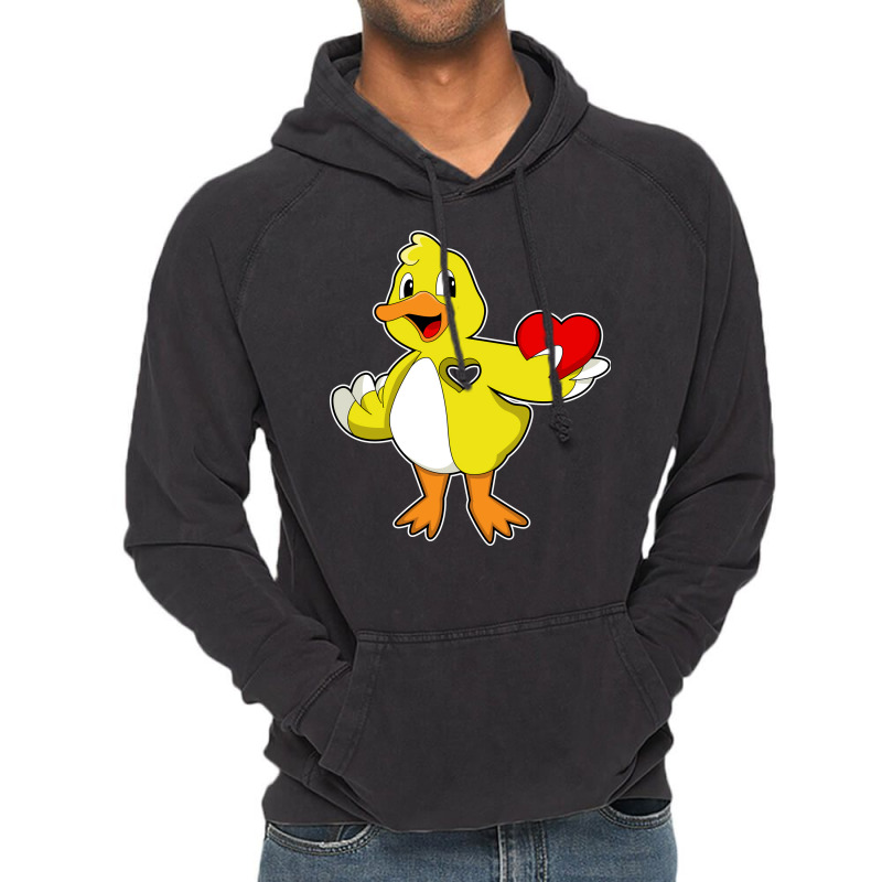 Duck With Heart Humor Vintage Hoodie by bhubanbutjaz | Artistshot