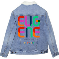 Eugene Oregon Mid Century Pop Art Red Unisex Sherpa-lined Denim Jacket | Artistshot