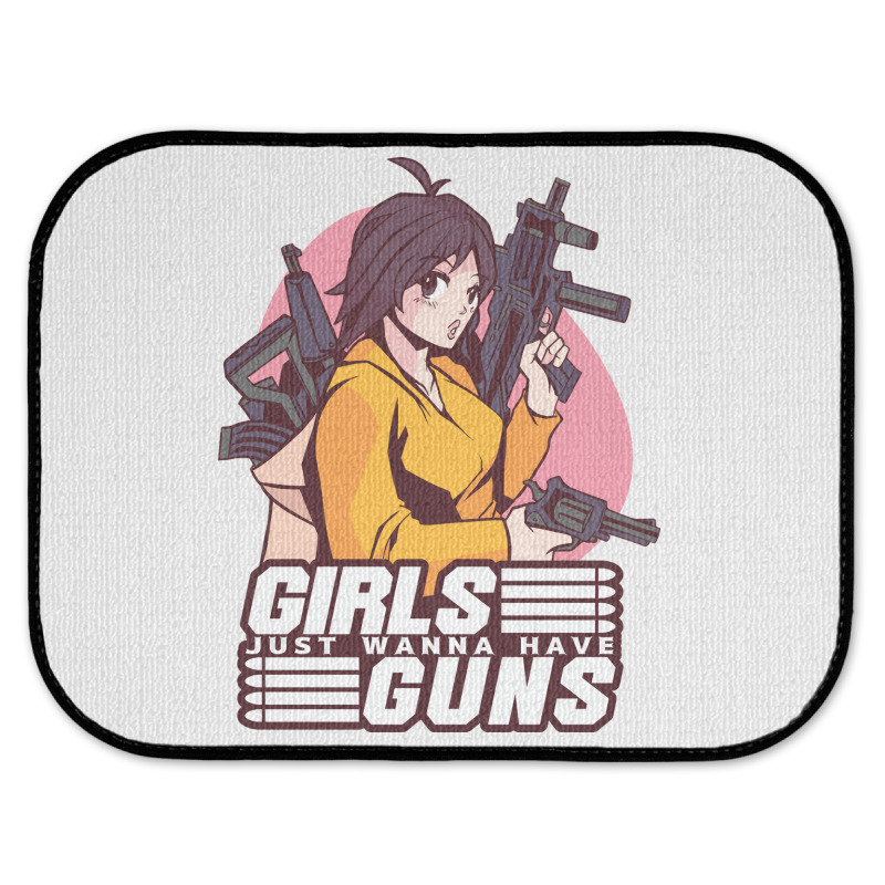 Girl With Guns Anime Humor Rear Car Mat | Artistshot