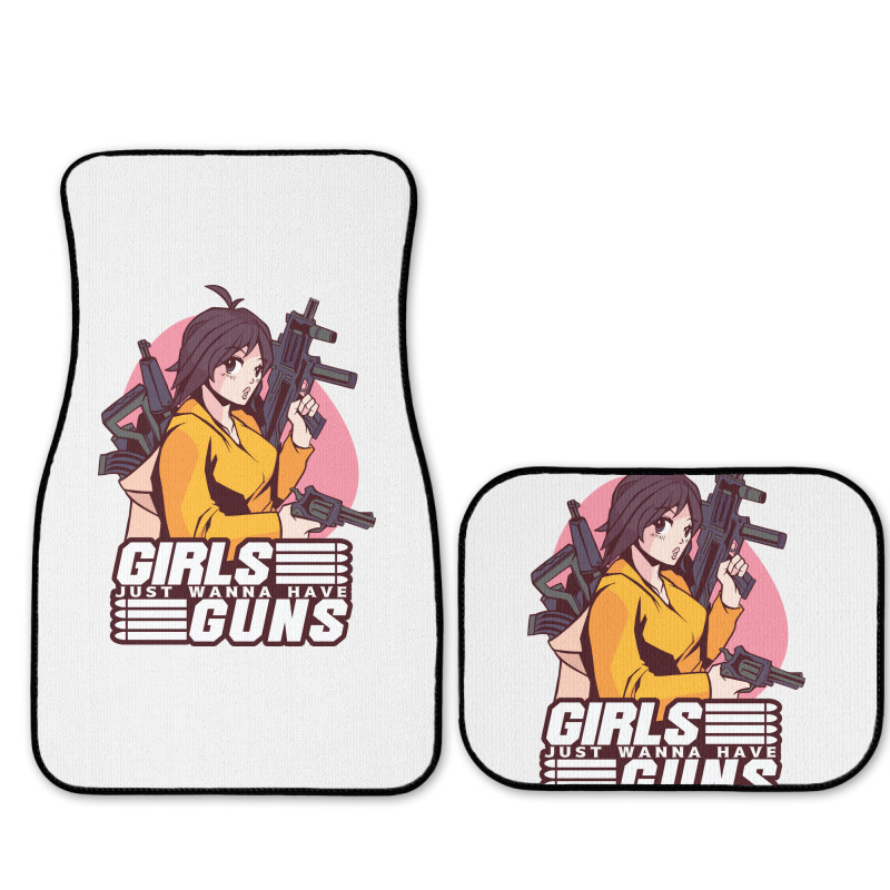 Girl With Guns Anime Humor Full Set Car Mats | Artistshot