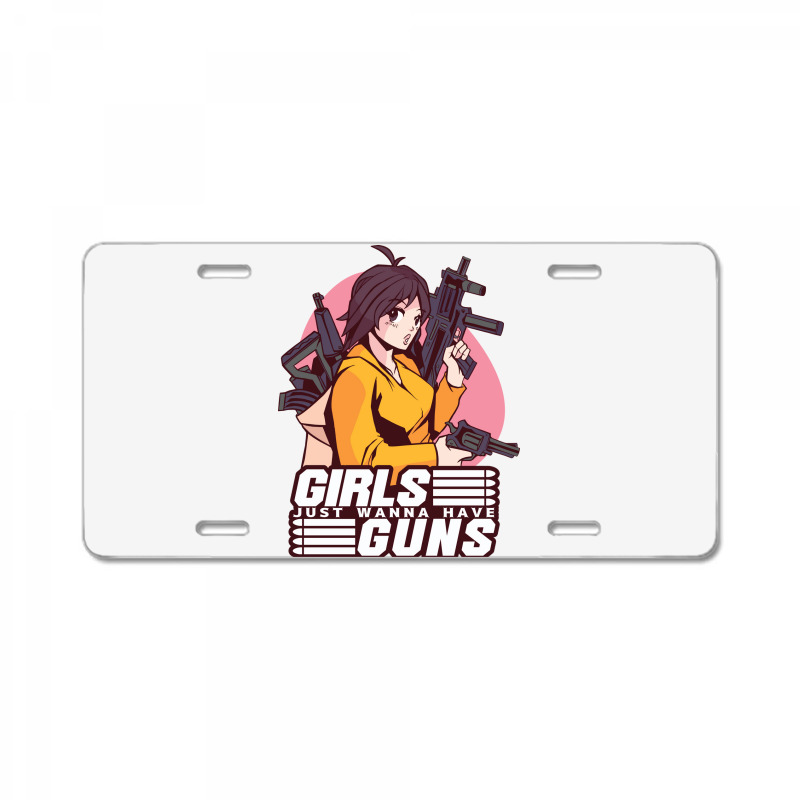 Girl With Guns Anime Humor License Plate | Artistshot