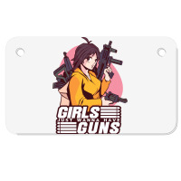 Girl With Guns Anime Humor Motorcycle License Plate | Artistshot