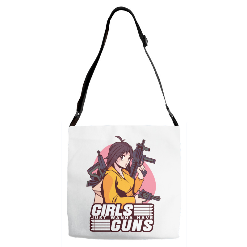 Girl With Guns Anime Humor Adjustable Strap Totes | Artistshot