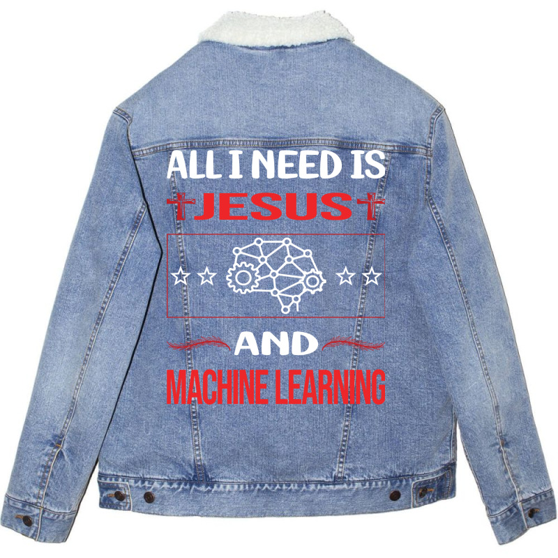 Funny Jesus Machine Learning Aesthetic Unisex Sherpa-lined Denim Jacket | Artistshot