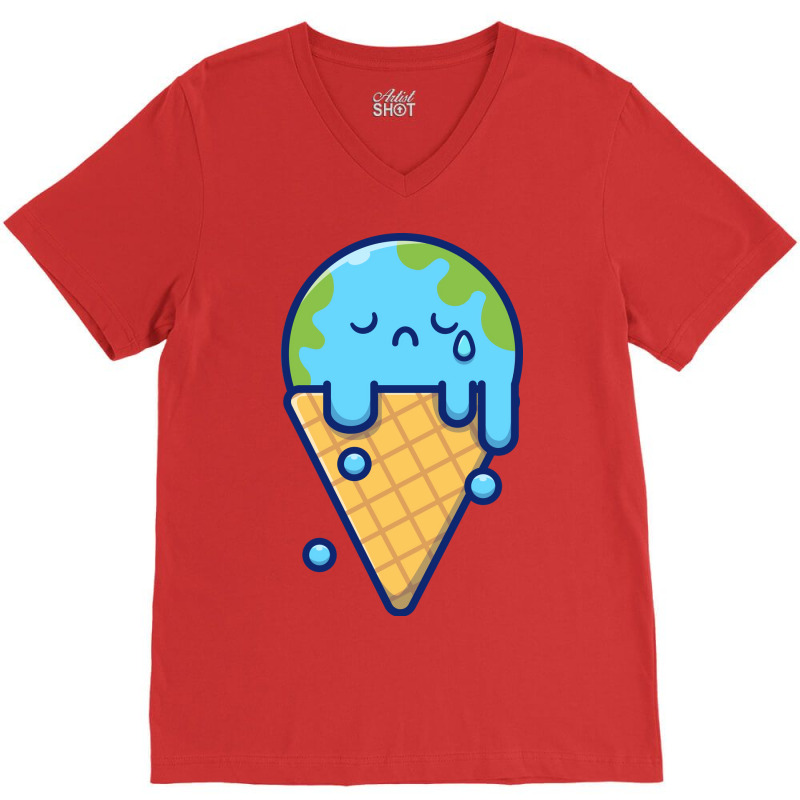 Cute Ice Cream Earth Melting Music V-Neck Tee by doveriilskeh | Artistshot