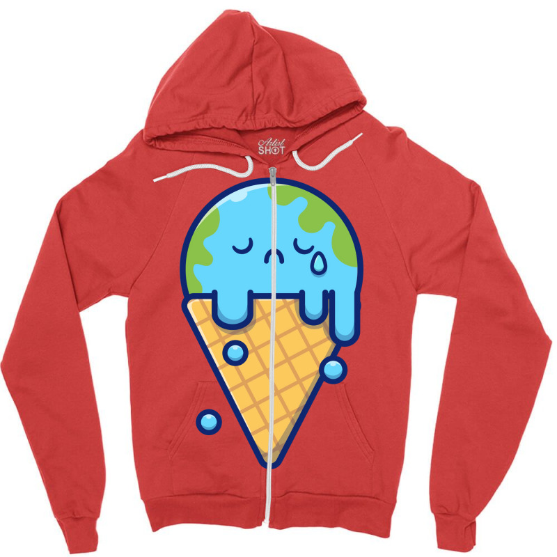 Cute Ice Cream Earth Melting Music Zipper Hoodie by doveriilskeh | Artistshot