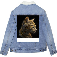 Gold Robot Cat Hippie Unisex Sherpa-lined Denim Jacket | Artistshot