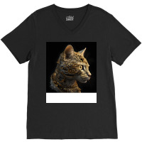 Gold Robot Cat Hippie V-neck Tee | Artistshot