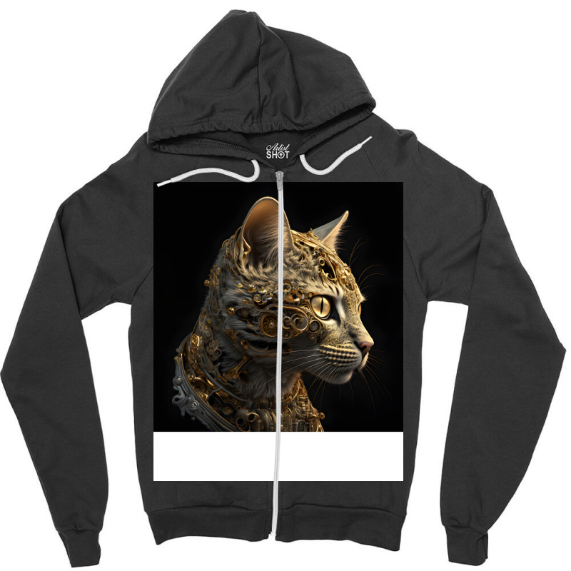 Gold Robot Cat Hippie Zipper Hoodie | Artistshot