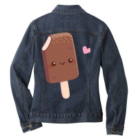 Cute Chocolate Coated Vanilla Ice Cream Nature Ladies Denim Jacket | Artistshot