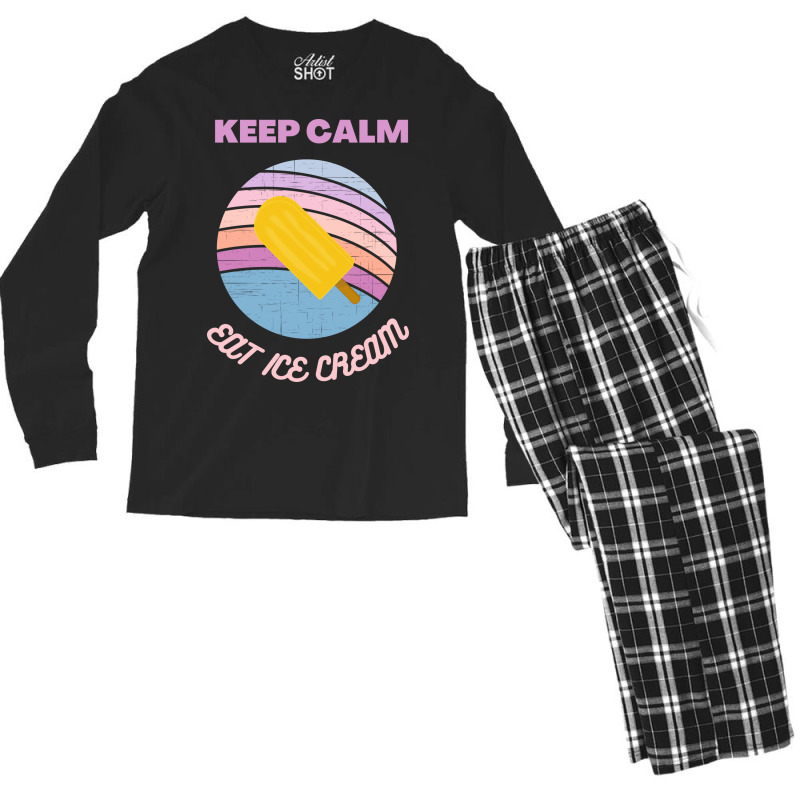 Keep Calm And Eat Ice Cream Blue Nature Men's Long Sleeve Pajama Set | Artistshot