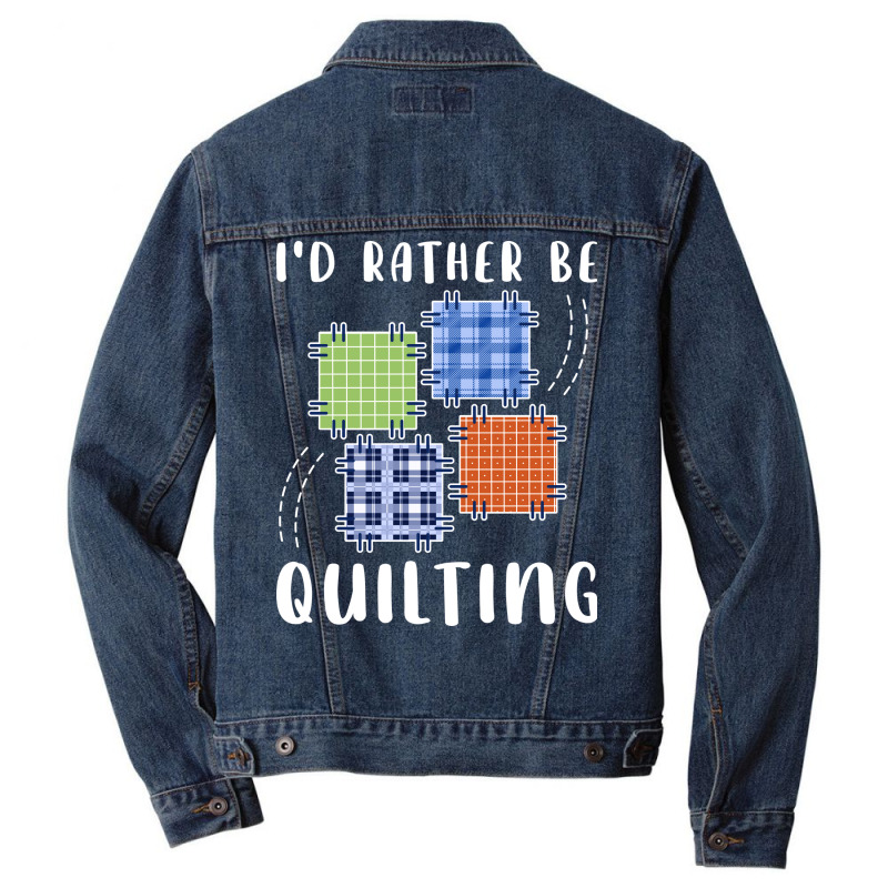 Id Rather Be Quilting Yellow Men Denim Jacket | Artistshot