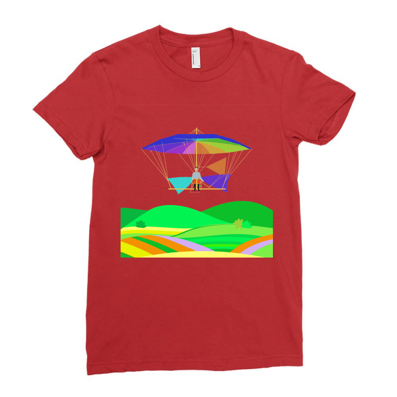 Letur Flying His Parachuteglider Machine 1854 Hips Ladies Fitted T-Shirt by yengosahideu | Artistshot