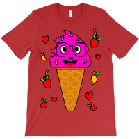 Kawaii Funny Strawberry Ice Cream Face Travel T-shirt | Artistshot