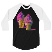 Multi Colored Ice Cream Hipster 3/4 Sleeve Shirt | Artistshot