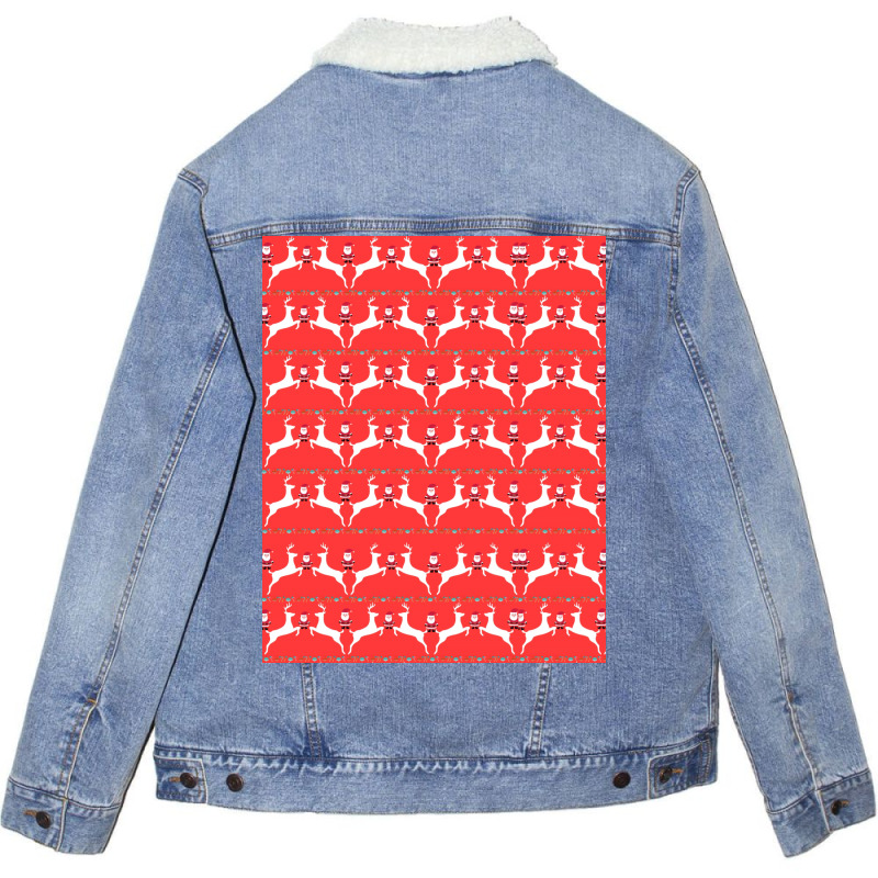 Christmas Is Coming Candy Santa Red Unisex Sherpa-lined Denim Jacket | Artistshot