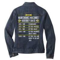 Machining Maintenance Machinist Hourly Rate Yellow Ladies Denim Jacket | Artistshot