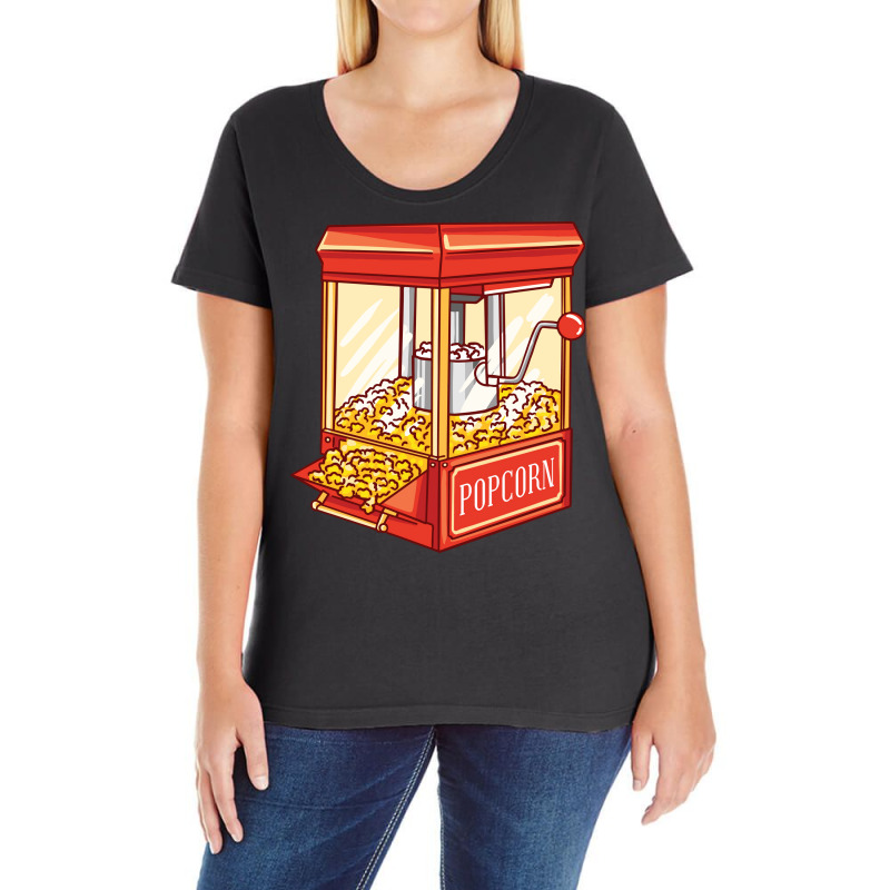 Popcorn Machine Girl Ladies Curvy T-Shirt by harinacrinonv | Artistshot