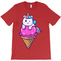 Cute Unicorn On Ice Cream Cone Cartoon Cute T-shirt | Artistshot