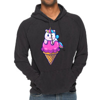 Cute Unicorn On Ice Cream Cone Cartoon Cute Vintage Hoodie | Artistshot