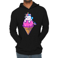 Cute Unicorn On Ice Cream Cone Cartoon Cute Lightweight Hoodie | Artistshot