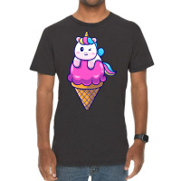 Cute Unicorn On Ice Cream Cone Cartoon Cute Vintage T-shirt | Artistshot