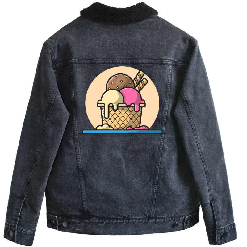 Ice Cream Scoop Nostalgia Unisex Sherpa-Lined Denim Jacket by amorajankuk | Artistshot