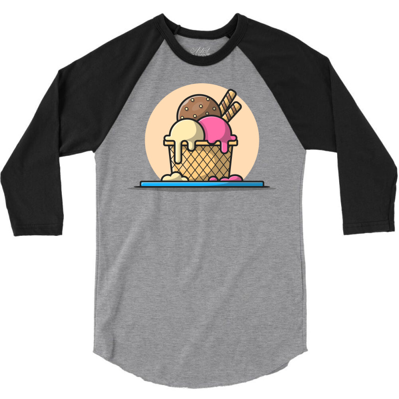 Ice Cream Scoop Nostalgia 3/4 Sleeve Shirt by amorajankuk | Artistshot