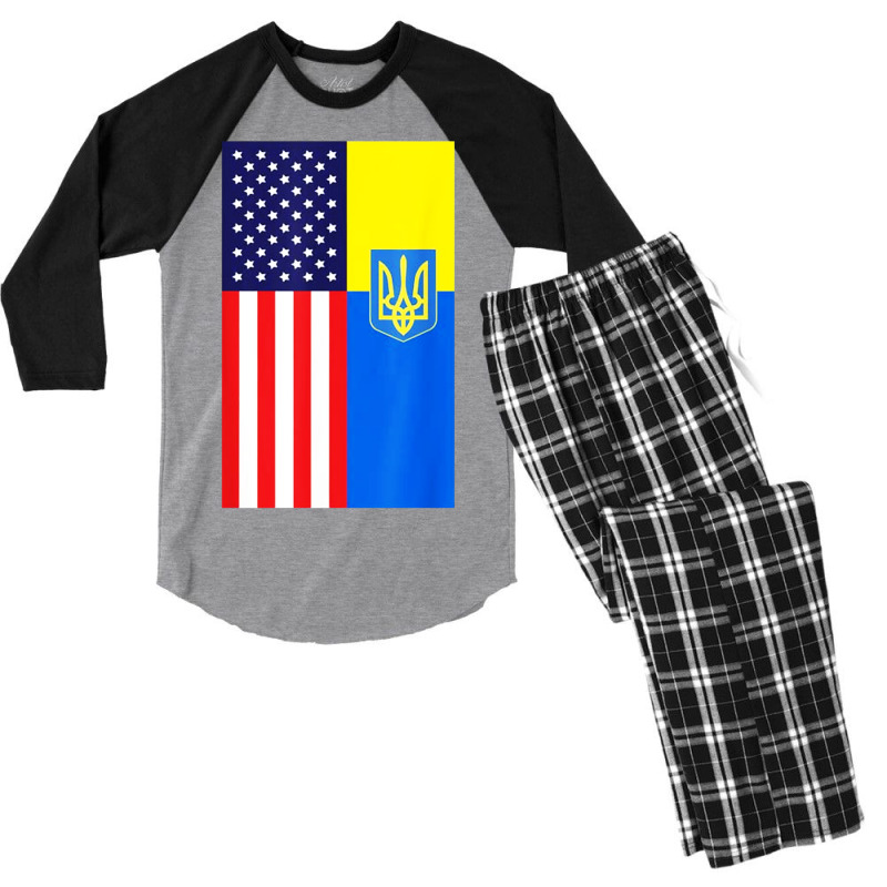 Uk American Flag Men's 3/4 Sleeve Pajama Set | Artistshot